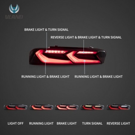 CHEVROLET CAMARO 2016-2018 LAMPA LAMPY TYŁ LED KOMPLET VLAND RED EUROPA
