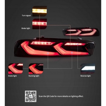 CHEVROLET CAMARO 2016-2018 LAMPA LAMPY TYŁ LED KOMPLET VLAND RED EUROPA