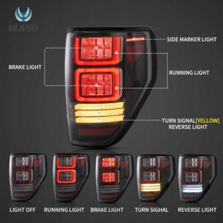 FORD F150 F-150 2009-2014 LAMPA LAMPY TYŁ L + R LED VLAND KOMPLET CZYSTE