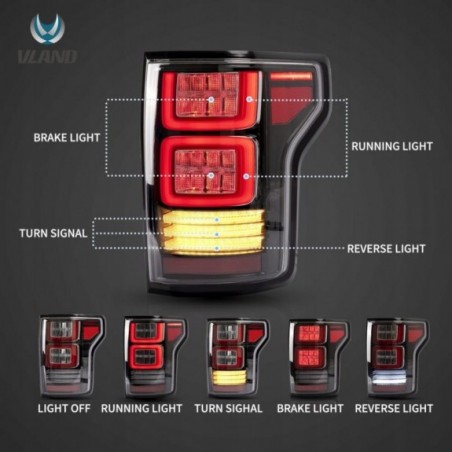 FORD F150 F-150 2015-2020 LAMPA LAMPY TYŁ LED VLAND L+R ŻÓŁTY KIERUNKOWSKAZ