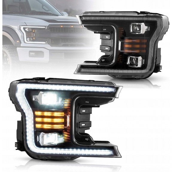 LAMPA LAMPY PRZEDNIE KOMPLET LED VLAND SOCZEWKI FORD F150 F-150 2018-2020
