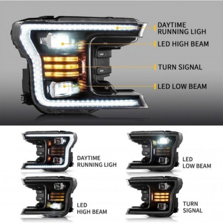 LAMPA LAMPY PRZEDNIE KOMPLET LED VLAND SOCZEWKI FORD F150 F-150 2018-2020