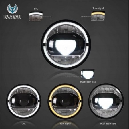 LAMPA LAMPY PRZEDNIE 7'' LED VLAND LEWA + PRAWA JEEP WRANGLER JK 2007-2017