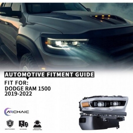 DODGE RAM 1500 LIMITED 2019- LAMPA FULL LED PRAWA CZARNA Z LISTWĄ CZARNĄ