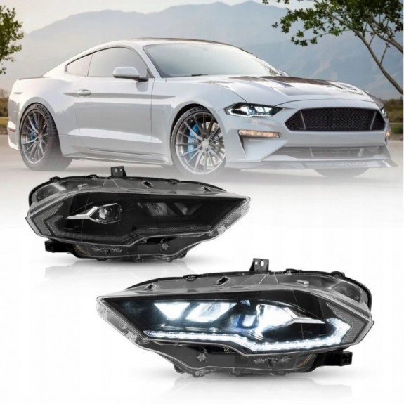 FORD MUSTANG 2018-2023 LAMPA LED LEWA + PRAWA VLAND KOMPLET EU BIAŁY OBRYS