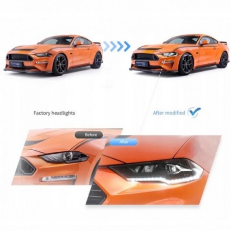FORD MUSTANG 2018-2023 LAMPA LED LEWA + PRAWA VLAND KOMPLET EU BIAŁY OBRYS