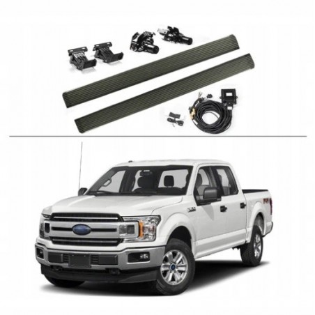 PRÓG PROGI ELEKTRYCZNE STOPNIE WYSUWANE KOMPLET Z LED FORD F-150 2015-2020