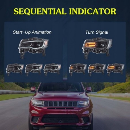 LAMPA LAMPY FULL LED DRL VLAND KOMPLET JEEP GRAND CHEROKEE WK2 2014-2021