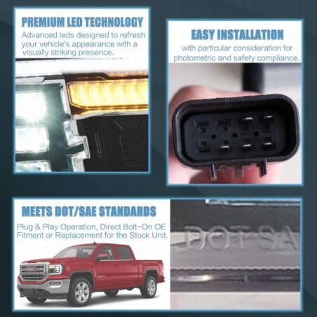 GMC SIERRA 1500 2500 3500 2014-2018 LAMPA LAMPY PRZEDNIE KOMPLET LED VLAND