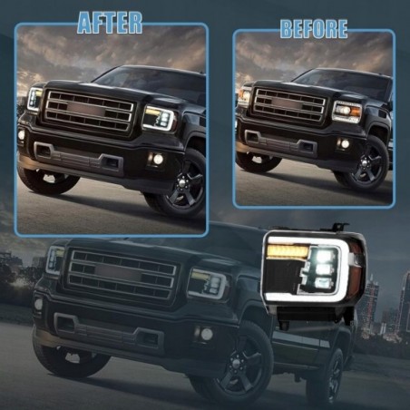 GMC SIERRA 1500 2500 3500 2014-2018 LAMPA LAMPY PRZEDNIE KOMPLET LED VLAND