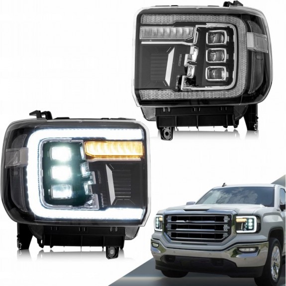 GMC SIERRA 1500 2500 3500 2014-2018 LAMPA LAMPY PRZEDNIE KOMPLET LED VLAND