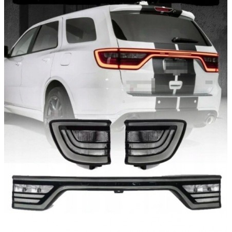 DODGE DURANGO 2014-2025 LAMPA LAMPY TYLNE BLENDA KLAPY KOMPLET BIAŁE TUNING