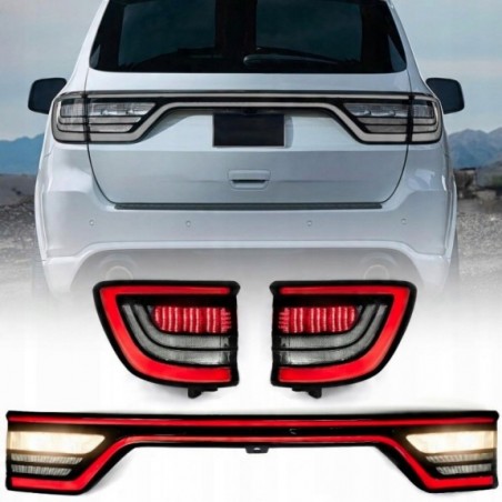 DODGE DURANGO 2014-2025 LAMPA LAMPY TYLNE BLENDA KLAPY KOMPLET BIAŁE TUNING
