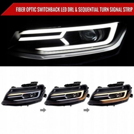 CHEVROLET CAMARO 2016-2018 LAMPA LAMPY PRZEDNIE H9 + LED KOMPLET CZARNE