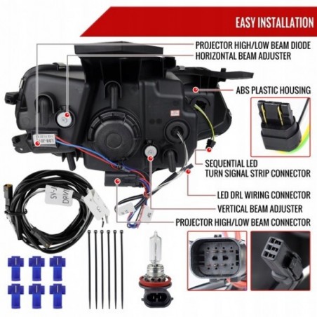 CHEVROLET CAMARO 2016-2018 LAMPA LAMPY PRZEDNIE H9 + LED KOMPLET CZARNE