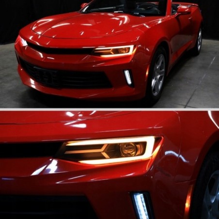 CHEVROLET CAMARO 2016-2018 LAMPA LAMPY PRZEDNIE H9 + LED KOMPLET CZARNE