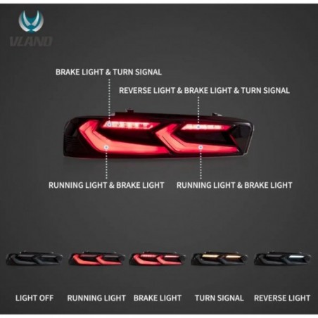 CHEVROLET CAMARO 2016- LAMPA LAMPY TYŁ LED KPL VLAND DYMIONE +WSTECZNY 6PIN