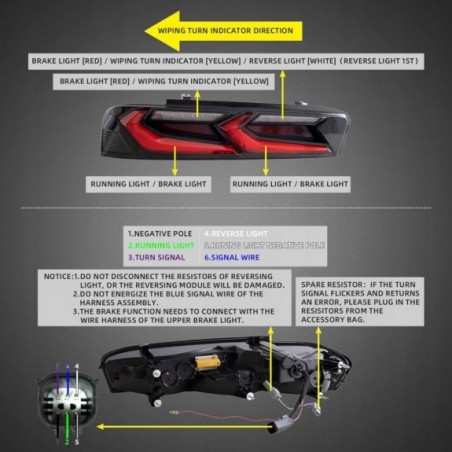 CHEVROLET CAMARO 2016- LAMPA LAMPY TYŁ LED KPL VLAND DYMIONE +WSTECZNY 6PIN