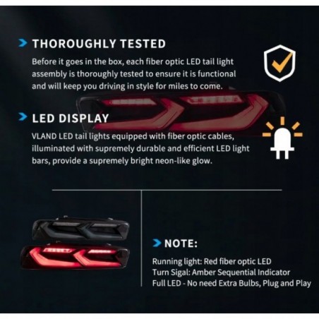 CHEVROLET CAMARO 2016- LAMPA LAMPY TYŁ LED KPL VLAND DYMIONE +WSTECZNY 6PIN