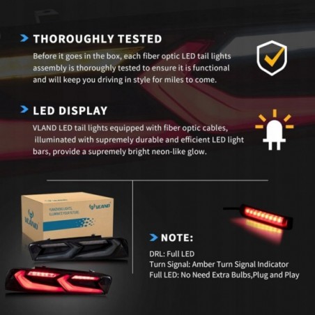 CHEVROLET CAMARO 2016- LAMPA LAMPY TYŁ LED KPL VLAND DYMIONE +WSTECZNY 6PIN