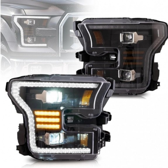 LAMPA LAMPY PRZÓD KOMPLET LED DRL BIAŁY VLAND SOCZEWKI FORD F-150 2015-2017