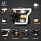 LAMPA LAMPY PRZÓD KOMPLET LED DRL BIAŁY VLAND SOCZEWKI FORD F-150 2015-2017