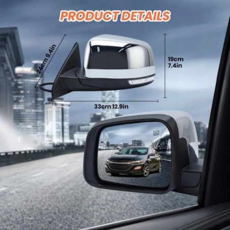 JEEP GRAND CHEROKEE WK2 2011-21 LUSTERKO LEWE CHROM KIERUNEK MARTWA STREFA