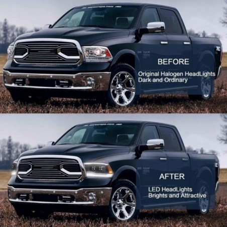 DODGE RAM 2009-2018 LAMPA LAMPY LED VLAND LEWA + PRAWA KPL BLACK 2 SOCZEWKI