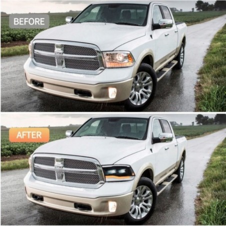 DODGE RAM 2009-2018 LAMPA LAMPY LED VLAND LEWA + PRAWA KPL BLACK 2 SOCZEWKI