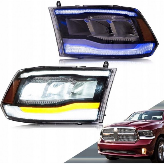 LAMPA LED VLAND DRL BLUE LEWA + PRAWA BLACK KOMPLET DODGE RAM 2009-2018