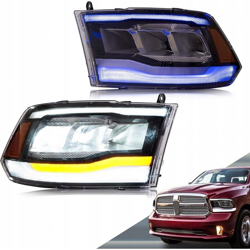 LAMPA LED VLAND DRL BLUE LEWA + PRAWA BLACK KOMPLET DODGE RAM 2009-2018