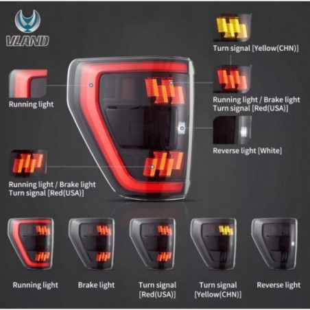 FORD F150 F-150 2021- LAMPA LAMPY LED VLAND KPL LEWA + PRAWA DYMIONE ŻÓŁTY