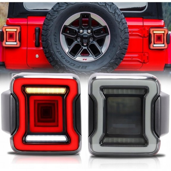 JEEP WRANGLER JL 2018-2023 LAMPA LAMPY TYŁ LED KOMPLET EUROPA VLAND DYMIONE