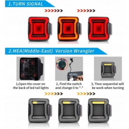 JEEP WRANGLER JL 2018-2023 LAMPA LAMPY TYŁ LED KOMPLET EUROPA VLAND DYMIONE