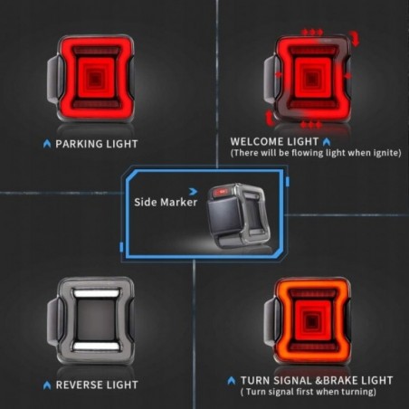 JEEP WRANGLER JL 2018-2023 LAMPA LAMPY TYŁ LED KOMPLET EUROPA VLAND DYMIONE