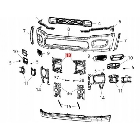DODGE RAM 2500 3500 2019-2024 MOCOWANIE ZDERZAKA DOLNE PRAWE + LEWE