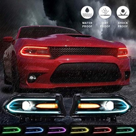 LAMPA LAMPY PRZEDNIE Z LED RGB VLAND EU KOMPLET DODGE CHARGER 2015-2023