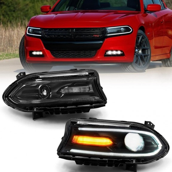 LAMPA LAMPY PRZEDNIE Z LED VLAND KOMPLET EUROPA DODGE CHARGER 2015-2023