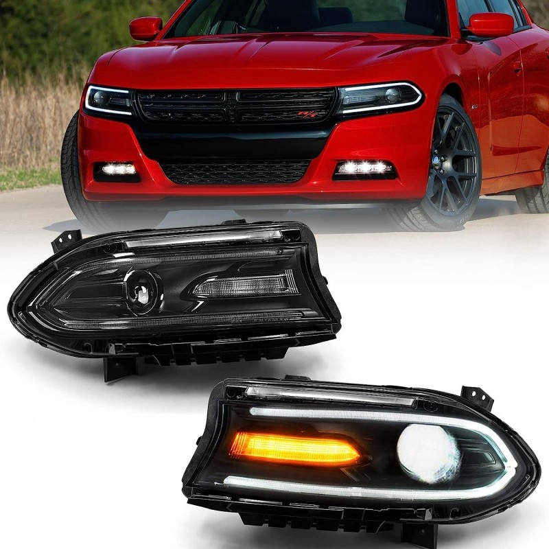 LAMPA LAMPY PRZEDNIE Z LED VLAND KOMPLET EUROPA DODGE CHARGER 2015-2023