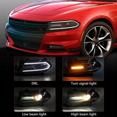 LAMPA LAMPY PRZEDNIE Z LED VLAND KOMPLET EUROPA DODGE CHARGER 2015-2023
