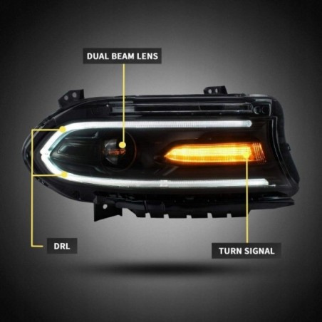 LAMPA LAMPY PRZEDNIE Z LED VLAND KOMPLET EUROPA DODGE CHARGER 2015-2023