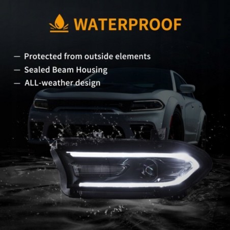 LAMPA LAMPY PRZEDNIE Z LED VLAND KOMPLET EUROPA DODGE CHARGER 2015-2023