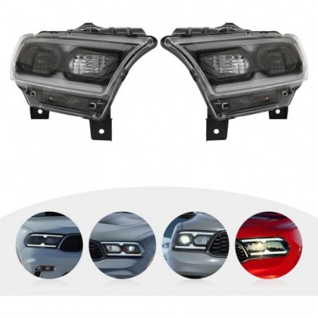 DODGE DURANGO 2021- LAMPA PRZÓD Z LED KIERUNEK ŻARÓWKA PRAWA + LEWA CZARNA