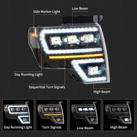 FORD F150 F-150 2009-14 LAMPA LAMPY MATRIX EU LED VLAND KOMPLET LEWA +PRAWA