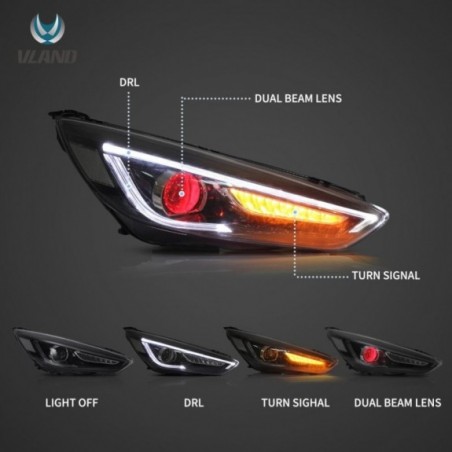 FORD FOCUS 2015-18 LAMPA LAMPY KOMPLET PRZEDNIE LED VLAND DEMON EYE EUROPA
