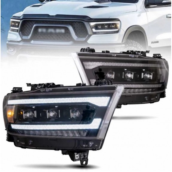 LAMPA LAMPY LED CZARNE SOCZEWKI VLAND MATRIX KOMPLET DODGE RAM 1500 2019-24