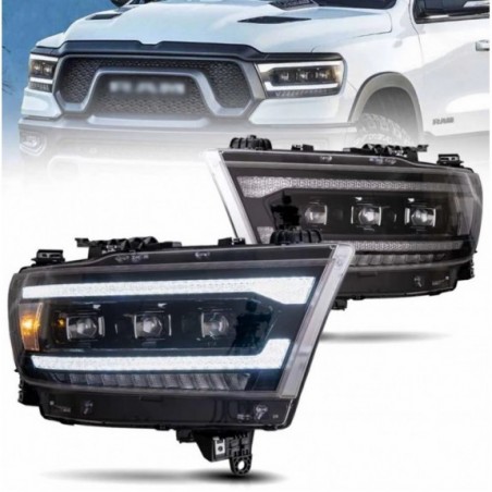 LAMPA LAMPY LED CZARNE SOCZEWKI VLAND MATRIX KOMPLET DODGE RAM 1500 2019-24