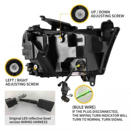 LAMPA LAMPY LED CZARNE SOCZEWKI VLAND MATRIX KOMPLET DODGE RAM 1500 2019-24