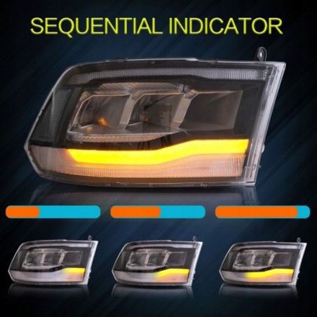 LAMPA LED VLAND DRL BLUE LEWA + PRAWA BLACK KPL EUROPA DODGE RAM 2009-2018