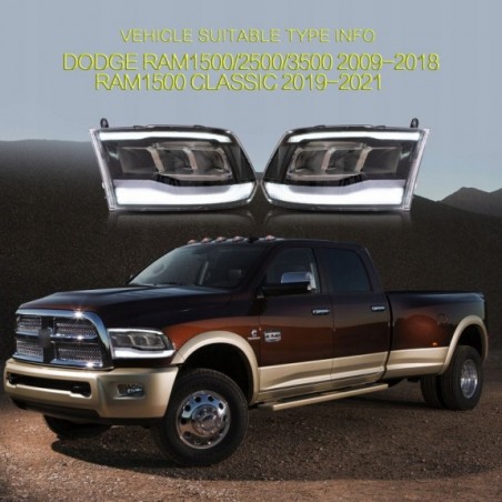 LAMPA LED VLAND DRL BLUE LEWA + PRAWA BLACK KPL EUROPA DODGE RAM 2009-2018